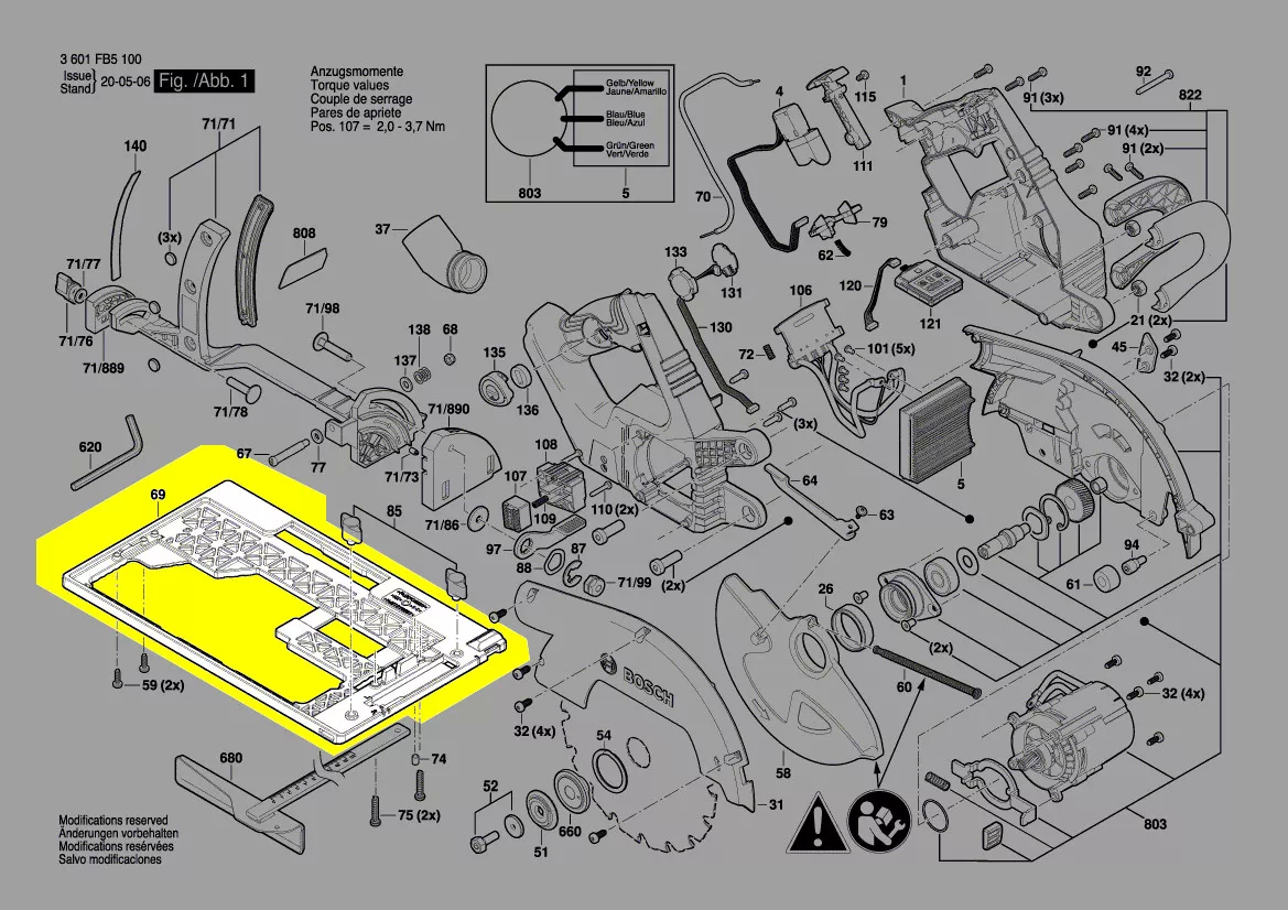 plaque de base scie circulaire réf. 1 600 A01 5PA Bosch